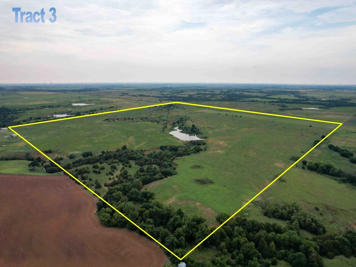9/22 357.8± Acres * Lucien Area * Garfield, Noble County, Oklahoma Offered in 3 Tracts Nice grass * Hay meadows *Cow Calf * Ponds* Hunting