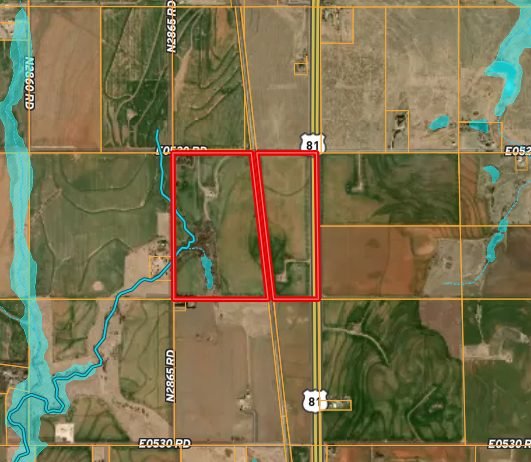 6/5 145± ACRES * CROPLAND * PASTURE * POND * MINERALS * HIGHWAY 81 FRONTAGE GARFIELD COUNTY * WAUKOMIS OK