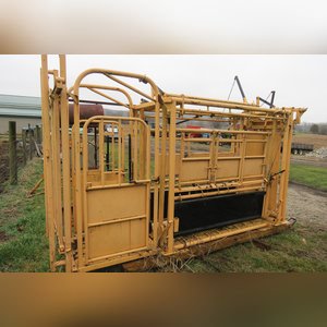 FOR-MOST Model 30 Squeeze Chute with palpation cage on skid