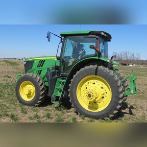 JD 2013 6170R Tractor: hub duals, 1,692 hours, full set wts, 18.4 x 46 tires & brand new duals, quick hitch, premium cab, SN# 1RW6170RHDA009293