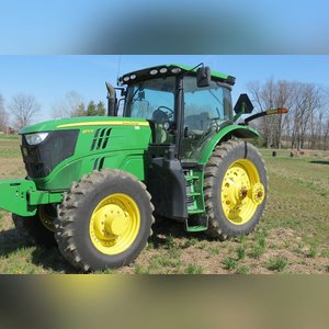 JD 2013 6170R Tractor: hub duals, 1,692 hours, full set wts, 18.4 x 46 tires & brand new duals, quick hitch, premium cab, SN# 1RW6170RHDA009293