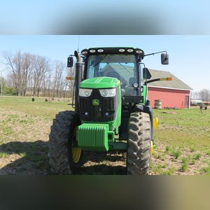JD 2013 6170R Tractor: hub duals, 1,692 hours, full set wts, 18.4 x 46 tires & brand new duals, quick hitch, premium cab, SN# 1RW6170RHDA009293