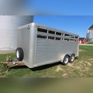 2003 Custom Fab 16â?? Bumper pull alum livestock trailer with gate divide, gate, and side entry door