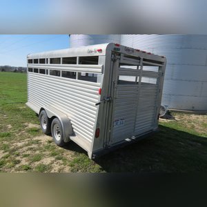 2003 Custom Fab 16â?? Bumper pull alum livestock trailer with gate divide, gate, and side entry door